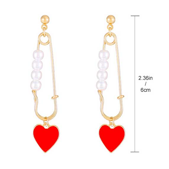 Gold jewelry,Other jewelry,Pearl Gold Heart Design Alloy Earrings