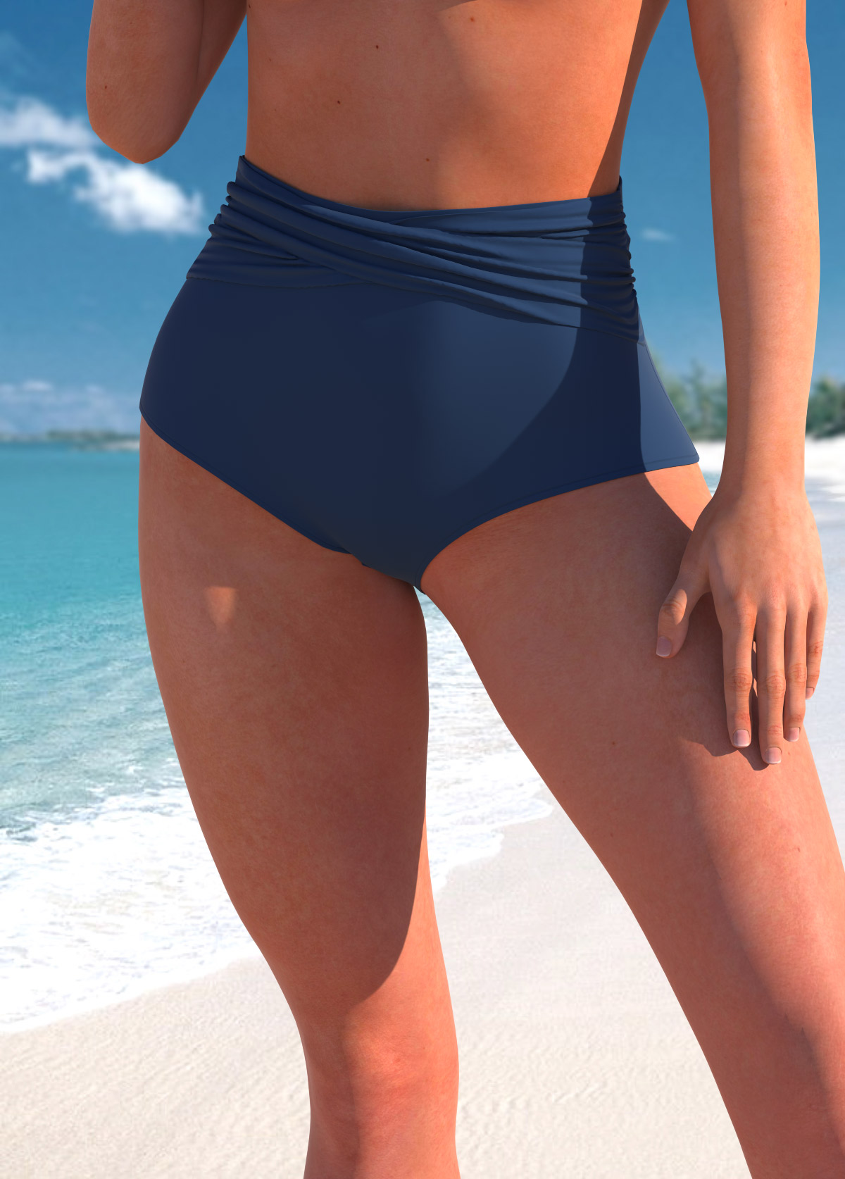 Navy swimwear,Plain Color swimwear,ROTITA Lace Spaghetti Strap Navy Tankini Top