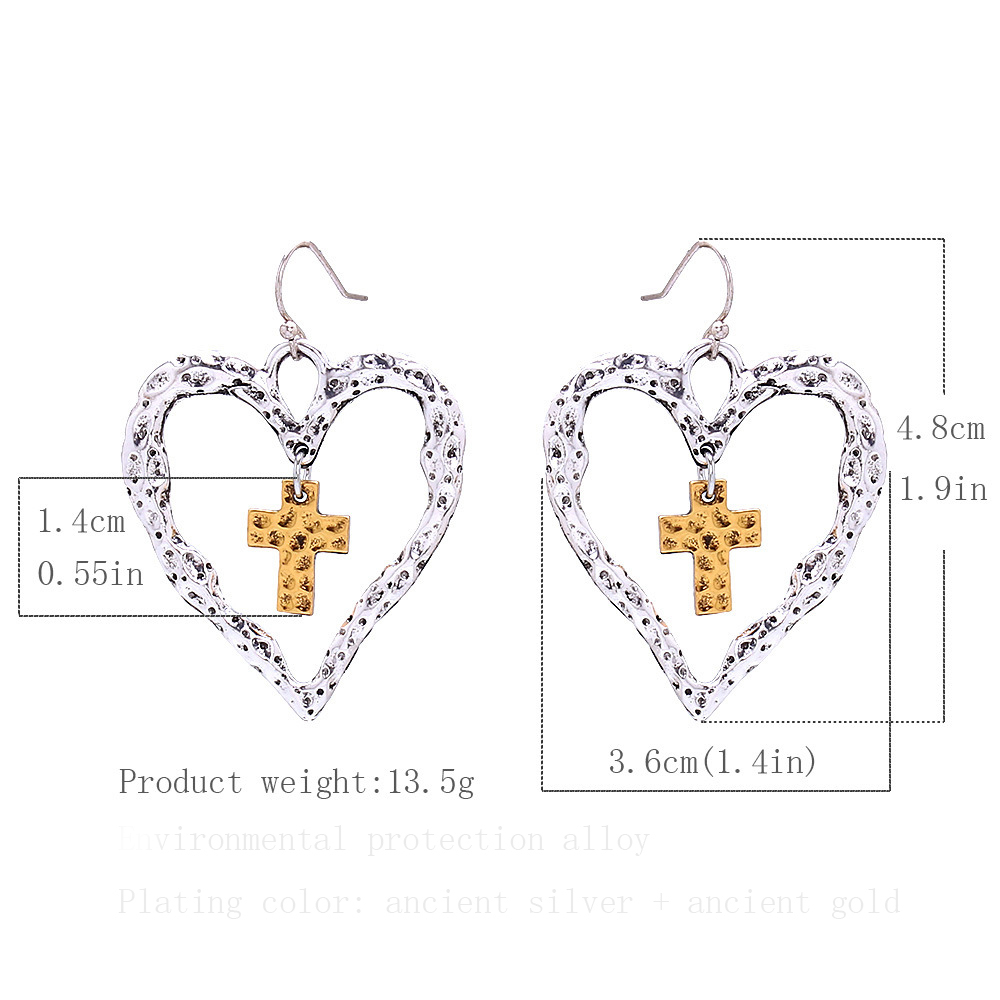 Silver jewelry,Other jewelry,Heart Valentine's Cross Design Silver Earrings