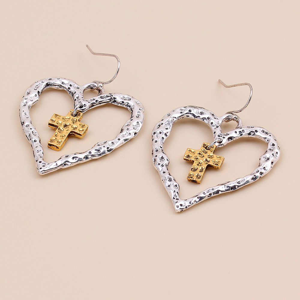 Silver jewelry,Other jewelry,Heart Valentine's Cross Design Silver Earrings