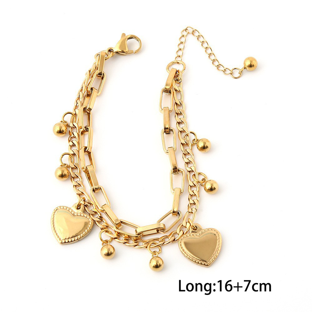 Golden jewelry,Plain Color jewelry,Valentine's Day Golden Metal Heart Bracelet