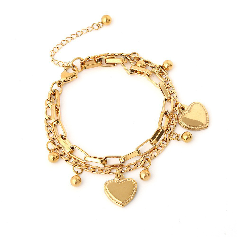 Golden jewelry,Plain Color jewelry,Valentine's Day Golden Metal Heart Bracelet