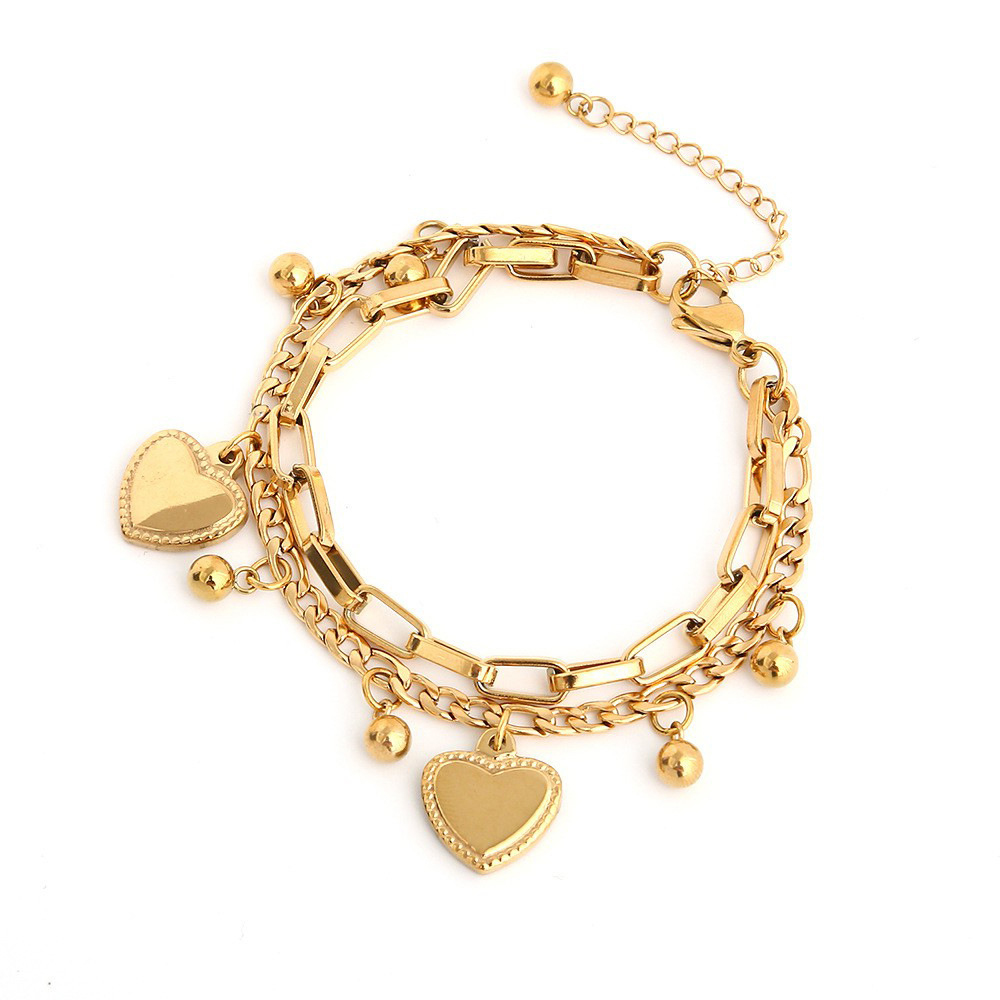 Golden jewelry,Plain Color jewelry,Valentine's Day Golden Metal Heart Bracelet