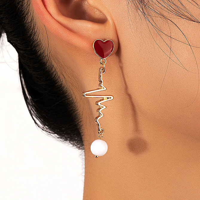 Valentine's Day Heart Design Golden Earrings