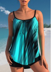 Tankini-Set mit Schleife in Cyan und Streifenmuster