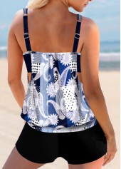 Blue swimwear,Paisley swimwear,ROTITA Wide Strap Paisley Print Blue Tankini Top