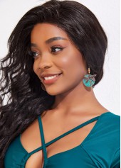 Turquoise Dragonfly Design Bronze Round Earrings