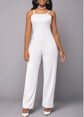 White jumpsuits & rompers,Plain Color jumpsuits & rompers,ROTITA Button Cardigan and V Neck White Jumpsuit