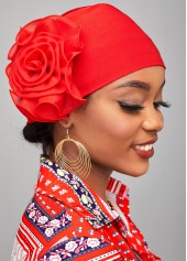Stereo Flower Design Red Turban Hat