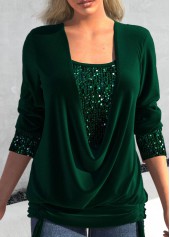 Green plus size,Plain Color plus size,ROTITA Plus Size Green Square Neck T Shirt