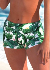 Green swimwear,Plants swimwear,ROTITA Fake 2in1 Green Leaf Print Tankini Top