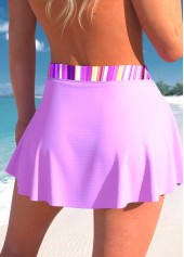 Light Purple swimwear,Striped swimwear,Geometric swimwear,ROTITA Light Purple Striped High Waisted Pantskirt