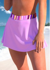Light Purple swimwear,Striped swimwear,Geometric swimwear,ROTITA Light Purple Striped High Waisted Pantskirt
