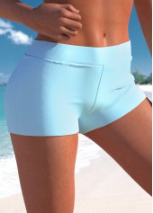 Light Blue swimwear,Plain Color swimwear,ROTITA Light Blue Mid Waisted Swim Shorts