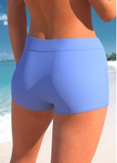 Purplish Blue swimwear,Plain Color swimwear,ROTITA Purplish Blue Mid Waisted Swim Shorts