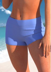Purplish Blue swimwear,Plain Color swimwear,ROTITA Purplish Blue Mid Waisted Swim Shorts