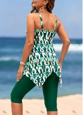 Blackish Green swimwear,Other swimwear,Handkerchief Hem Blackish Green High Waisted Tankini Set
