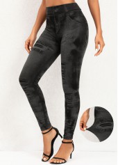 Tie Dye Print Black High Waisted Leggings