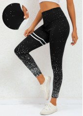 Striped Black High Waisted Ankle-length Leggings