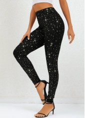 Black bottoms,Galaxy bottoms,Black Galaxy Elastic Waist Ankle Length Leggings