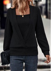 Rotita Fake – 2-in-1-Sweatshirt mit langen Ärmeln und quadratischem Ausschnitt in Schwarz