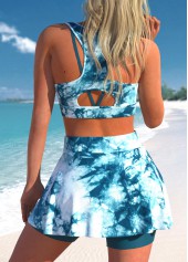 Peacock Blue swimwear,Tie Dye swimwear,ROTITA Cut Out Peacock Blue Bikini Top