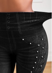 Black bottoms,Plain Color bottoms,Black High Waisted Elastic Waist Ankle Length Leggings