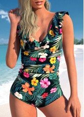 ROTITA Ruffle Multi Color One Piece Swimwear