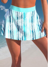 ROTITA Cyan Leaf Print High Waisted Pantskirt