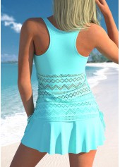 Cyan plus size,Plain Color plus size,ROTITA Plus Size Layered Cyan Tankini Top