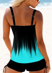 Cyan swimwear,Ombre swimwear,ROTITA Cross Front Wide Strap Cyan Ombre Tankini Top