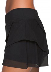 ROTITA High Waisted Layered Black Swim Skirt