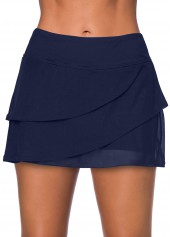 ROTITA Navy Blue Layered Crossover Hem Swim Skirt