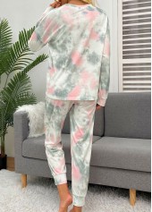 Multi Color intimates,Tie Dye intimates,Tie Dye Print Multi Color Long Sleeve Loungewear Set