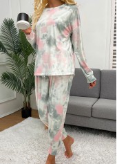 Tie Dye Print Multi Color Long Sleeve Loungewear Set