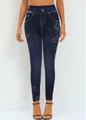 Navy bottoms,Floral bottoms,High Waisted Floral Print Navy Leggings