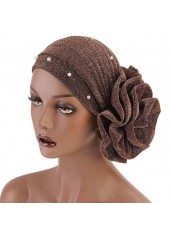 Pearl Dark Coffee Flower Turban Hat