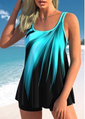 Cyan swimwear,Ombre swimwear,ROTITA Cyan Double Straps Ombre Tankini Top