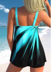 Cyan swimwear,Ombre swimwear,ROTITA Cyan Double Straps Ombre Tankini Top