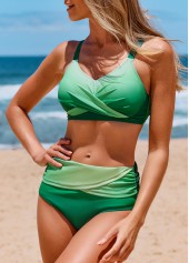 Criss Cross Green Ombre Bikini Set
