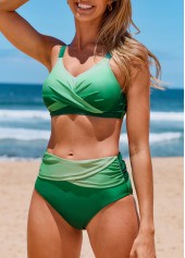 Green swimwear,Light Green swimwear,Ombre swimwear,ROTITA Criss Cross Green Ombre Bikini Top
