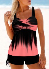 ROTITA Wide Strap Surplice Pink Ombre Tankini Top-No Bottom