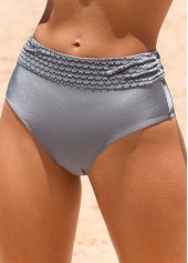 Grey swimwear,Plain Color swimwear,ROTITA Stretch Grey Mid Waisted Bikini Bottom