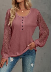 Lace Deep Red Round Neck T Shirt