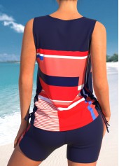 Red swimwear,Geometric swimwear,ROTITA Criss Cross Red Geometric Print Tankini Top