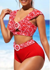 Red swimwear,Floral swimwear,ROTITA Red Floral Print Bikini Top
