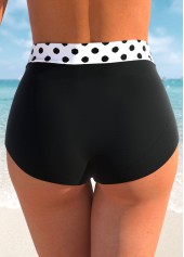 White swimwear,Black swimwear,Dot swimwear,ROTITA White Polka Dot High Waisted Bikini Bottom