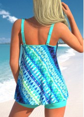 Cyan swimwear,Tie Dye swimwear,ROTITA Cyan Tie Dye Print Tankini Top