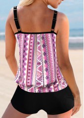 Light Pink swimwear,Geometric swimwear,Tribal swimwear,ROTITA Light Pink Geometric Print Tankini Top