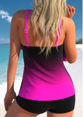 Neon Rose Red swimwear,Ombre swimwear,ROTITA Asymmetry Neon Rose Red Ombre Tankini Top
